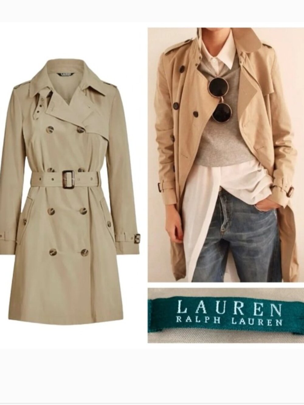Lauren Ralph Lauren double-breasted trench coat size L